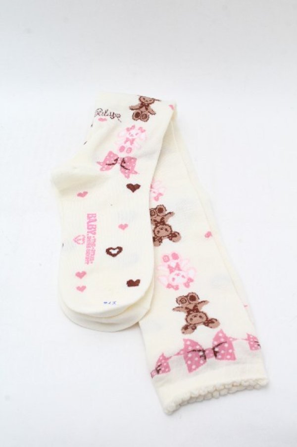 画像1: BABY,THE STARS SHINE BRIGHT / くみゃちゃんのSweet Heart Check柄オーバーニーソックス  アイボリー S-26-03-28-002-BA-ZA-HR-ZS (1)