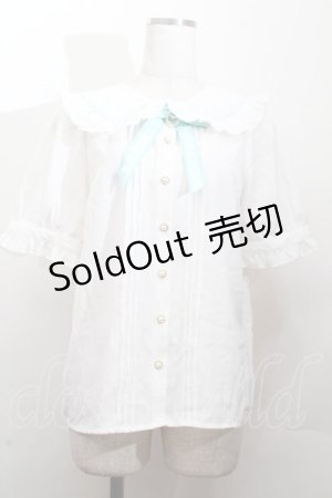 画像: Amavel / ファンシーリボンうさくまメッセージブラウス  白ｘグリーン S-26-03-28-022-CA-BL-AS-ZS