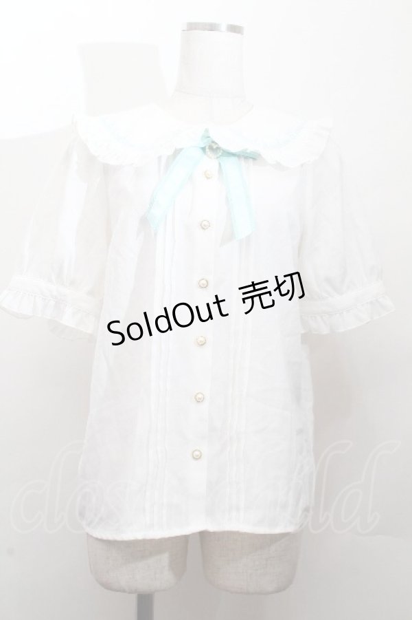 画像1: Amavel / ファンシーリボンうさくまメッセージブラウス  白ｘグリーン S-26-03-28-022-CA-BL-AS-ZS (1)