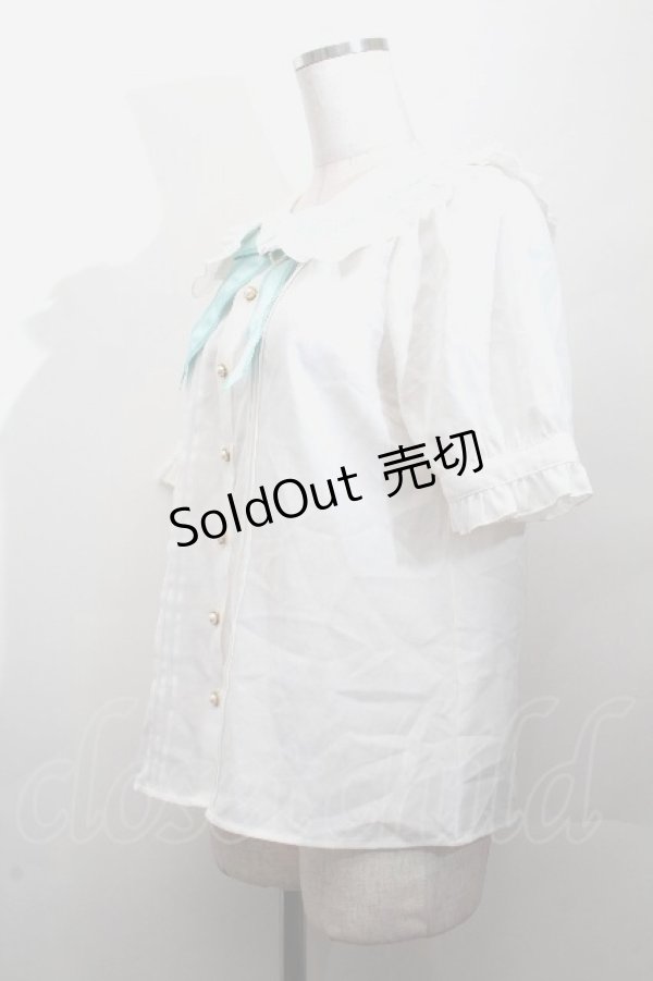 画像2: Amavel / ファンシーリボンうさくまメッセージブラウス  白ｘグリーン S-26-03-28-022-CA-BL-AS-ZS (2)