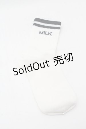 画像: MILK / ロゴソックス  白 S-26-03-28-003-ML-ZA-AS-ZS