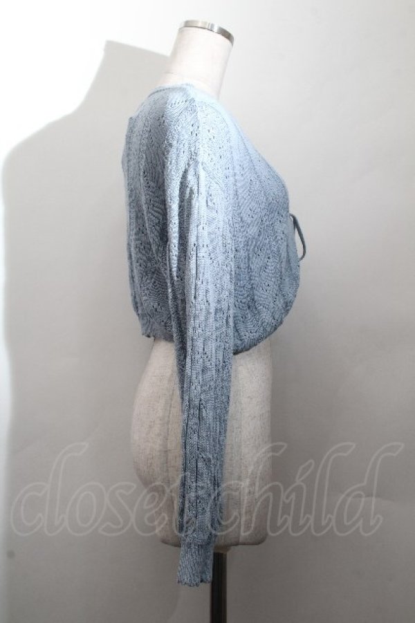 画像2: Fi.n.t / ストライプ透かし編みニットボレロ  サックス S-26-03-28-025-CA-TO-AS-ZS (2)