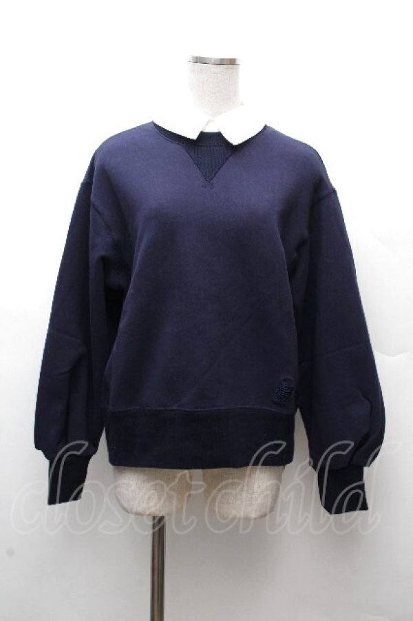 画像1: Jane Marple Dans Le Salon / 襟付スウェット  紺 S-26-03-28-026-JM-TO-AS-ZS (1)