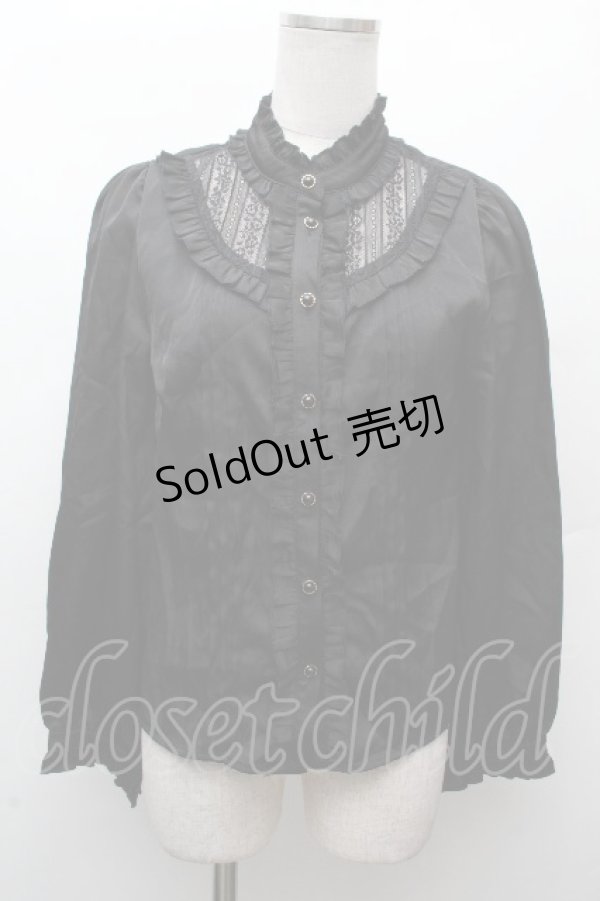 画像1: Amavel / ヨークレース切替ブラウス  黒 S-26-03-28-028-CA-BL-AS-ZS (1)