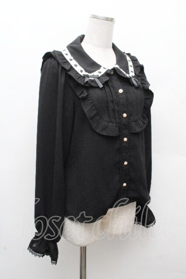 画像3: axes femme kawaii / 梯子レース丸襟ブラウス M 黒 S-26-03-28-029-AX-BL-TE-ZS (3)