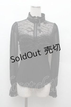 画像: Qutie Frash / メッシュ切替トップス  黒 S-26-03-28-030-QU-TO-AS-ZS