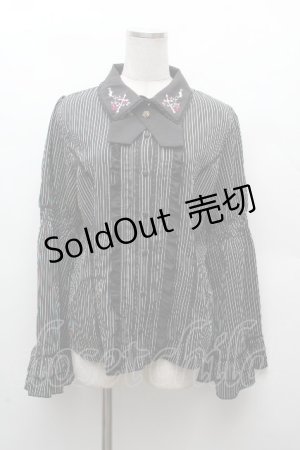 画像: axes femme / クロスローズ刺繍ブラウス  黒 S-26-03-28-031-AX-BL-AS-ZS