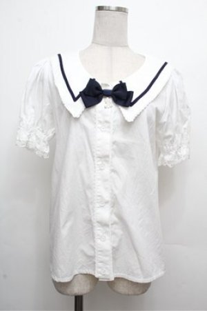 画像: ALICE and the PIRATES / La brise chantanteセーラーカラーブラウス  ホワイト×ネイビー S-26-03-29-1005-PA-BL-SZ-ZS