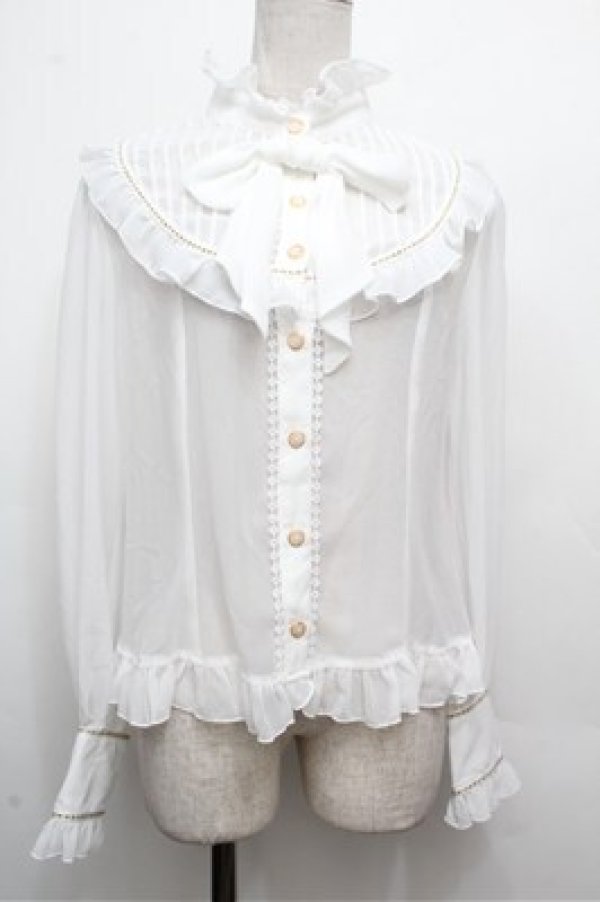 画像1: Angelic Pretty / シフォン切替ピンタックブラウス  白 S-26-03-29-1008-AP-BL-HR-ZS (1)
