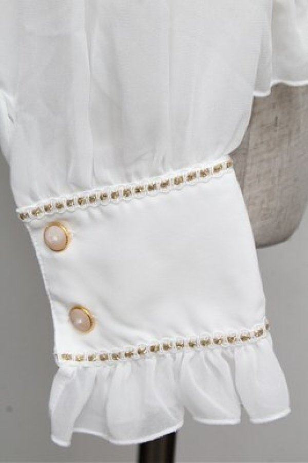 画像4: Angelic Pretty / シフォン切替ピンタックブラウス  白 S-26-03-29-1008-AP-BL-HR-ZS (4)