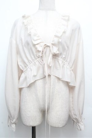 画像: EATME / リボンフリルペプラムTOP  ベージュ S-26-03-29-1009-LO-TO-HR-ZS