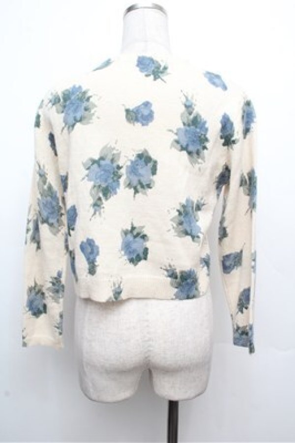 画像2: an another angelus / ローズ柄ニットカーディガン  オフｘ青 S-26-03-29-1010-CA-TO-AS-ZS (2)