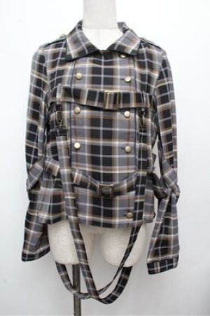 画像: ALICE and the PIRATES / タータンチェック柄ハーネスベルト付きオーバーシャツ  グレー S-26-03-29-1014-PA-BL-AS-ZS