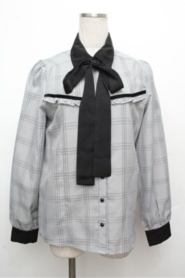 画像1: MA*RS / グレンチェックブラウス  グレー S-26-03-29-1017-EL-OP-AS-ZS (1)
