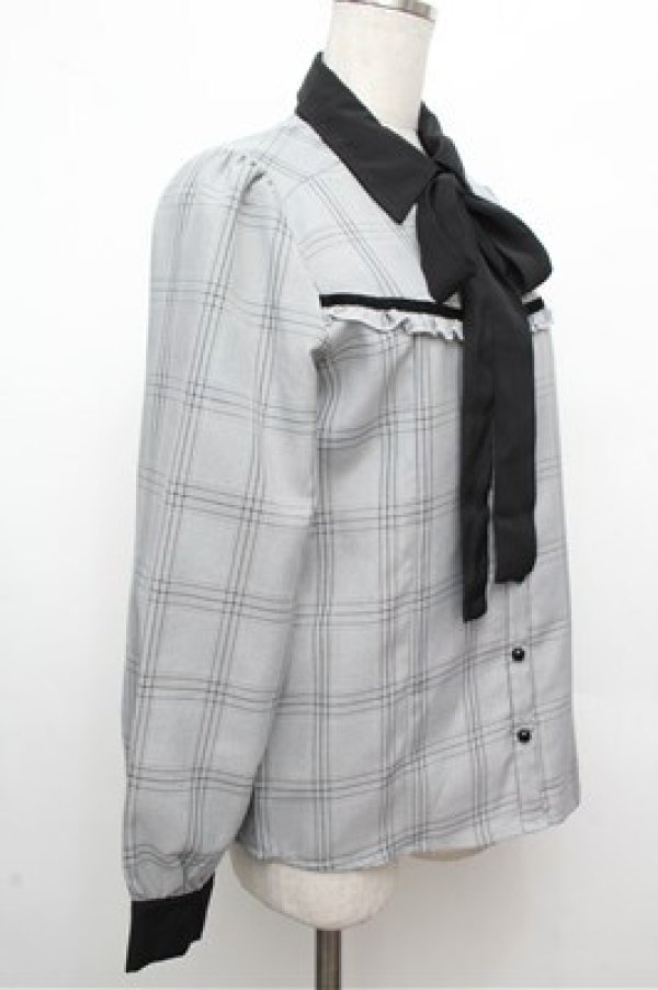 画像3: MA*RS / グレンチェックブラウス  グレー S-26-03-29-1017-EL-OP-AS-ZS (3)