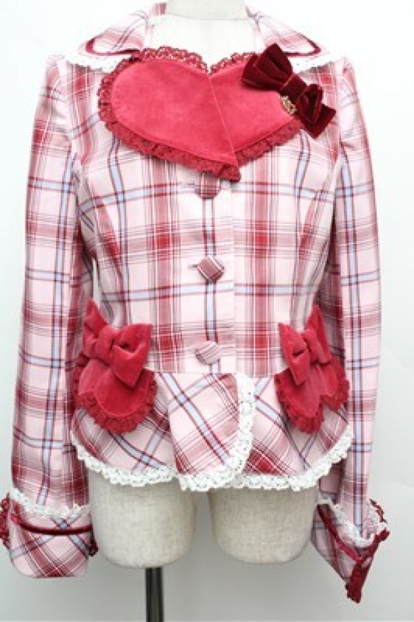 画像1: BABY,THE STARS SHINE BRIGHT / Mary Stuartタータンチェックジャケット  ピンク S-26-03-29-1019-BA-JA-AS-ZS (1)