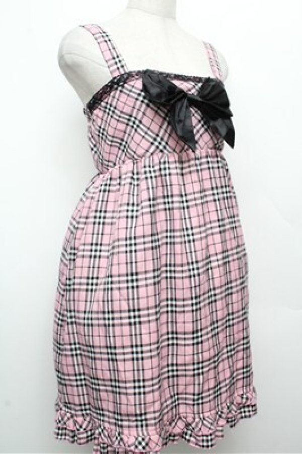 画像3: Tralala / タータンチェックキャミワンピース  ピンク S-26-03-29-1022-LO-OP-AS-ZS (3)