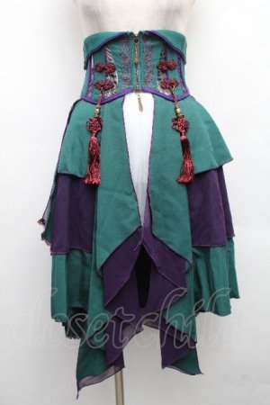 画像: Ozz oneste / 雪化憧コルセットスカート  グリーン×紫 S-26-04-01-032-OO-SK-SZ-ZS