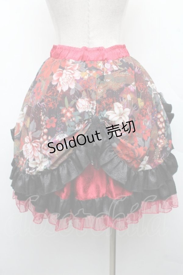 画像2: Qutie Frash / 龍プリントアシメスカート  赤ｘ黒 S-26-04-01-037-QU-SK-HR-ZS (2)