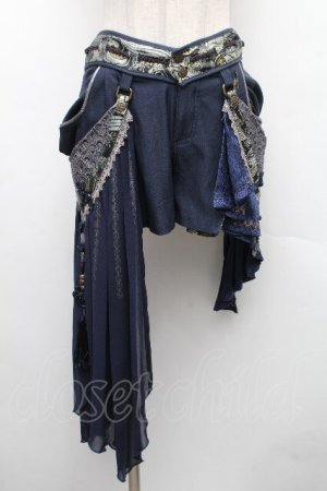 画像: Ozz oneste / 和チャイナショートパンツ  紺 S-26-04-01-041-OO-PA-SZ-ZS