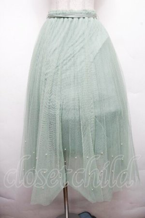 画像: axes femme POETIQUE / パールデザインチュールスカート  グリーン S-26-04-01-1008-AX-BL-AS-ZS