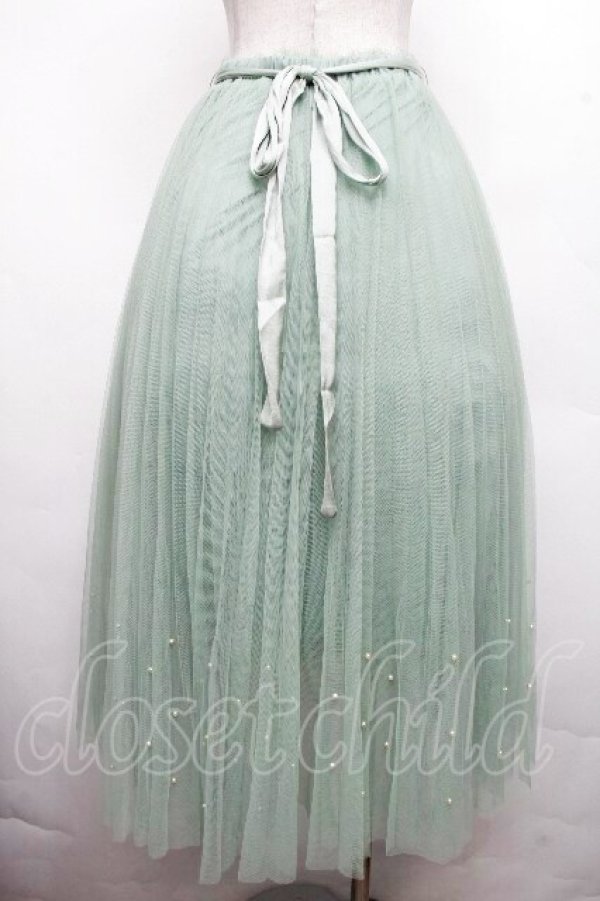 画像2: axes femme POETIQUE / パールデザインチュールスカート  グリーン S-26-04-01-1008-AX-BL-AS-ZS (2)