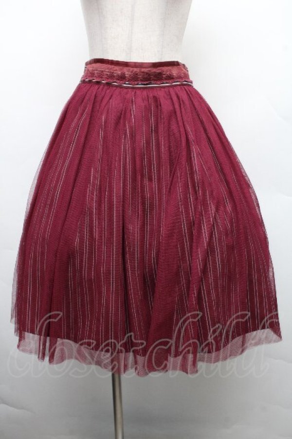 画像1: axes femme / チュール重ね柄スカート M ワイン S-26-04-01-1016-AX-SK-SZ-ZS (1)