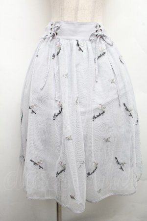画像: axes femme POETIQUE / ローズ刺繍チュールスカート  グレー S-26-04-01-1017-AX-SK-SA-ZS