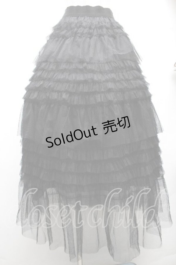 画像1: axes femme POETIQUE / ティアードフリルロングスカート M 黒 S-26-04-01-1030-AX-SK-SZ-ZS (1)