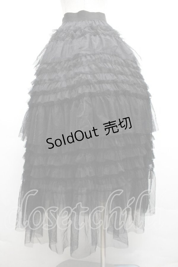 画像2: axes femme POETIQUE / ティアードフリルロングスカート M 黒 S-26-04-01-1030-AX-SK-SZ-ZS (2)