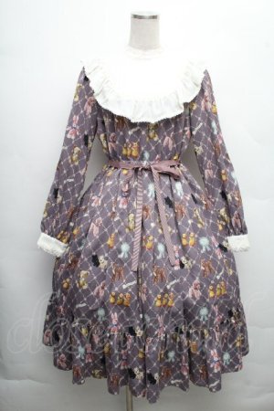 画像: Melody BasKet / ちいさなぬいぐるみヨークワンピース  グレイッシュパープル S-26-04-01-007-LO-OP-HR-ZS