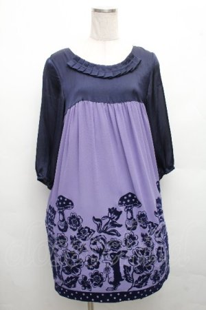 画像: Emily Temple cute / フォレストフロッキーワンピース  ラベンダーｘ紺 S-26-04-01-009-ET-OP-HR-ZS