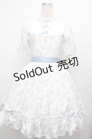 画像: Bunny魔法森林（海外ロリータブランド） / ヨーク切替花柄ワンピース  白ｘサックス S-26-04-02-033-LO-OP-HR-ZS
