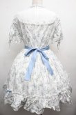 画像2: Bunny魔法森林（海外ロリータブランド） / ヨーク切替花柄ワンピース  白ｘサックス S-26-04-02-033-LO-OP-HR-ZS (2)