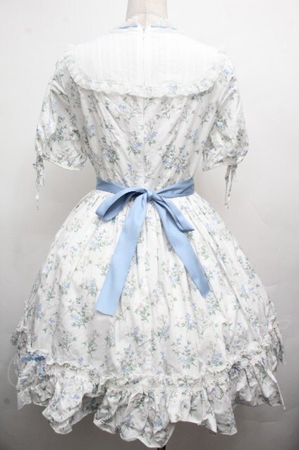 画像2: Bunny魔法森林（海外ロリータブランド） / ヨーク切替花柄ワンピース  白ｘサックス S-26-04-02-033-LO-OP-HR-ZS (2)
