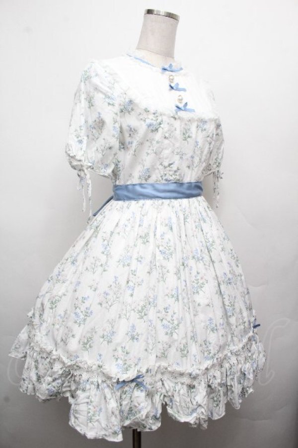 画像3: Bunny魔法森林（海外ロリータブランド） / ヨーク切替花柄ワンピース  白ｘサックス S-26-04-02-033-LO-OP-HR-ZS (3)