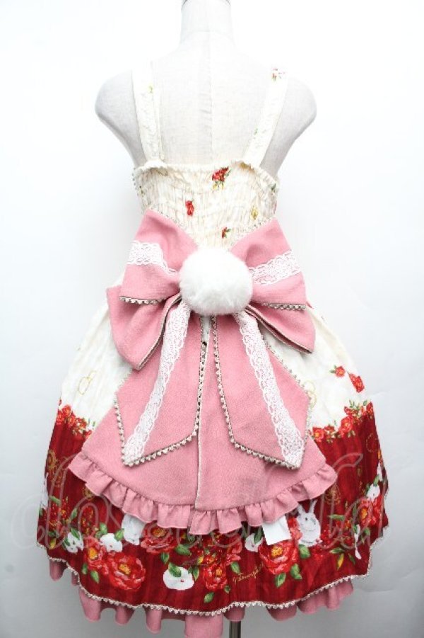 画像2: metamorphose / 風花のゆきうさぎプリーツジャンパースカート 1 オフｘピンク S-26-04-02-034-ME-OP-HR-ZS (2)