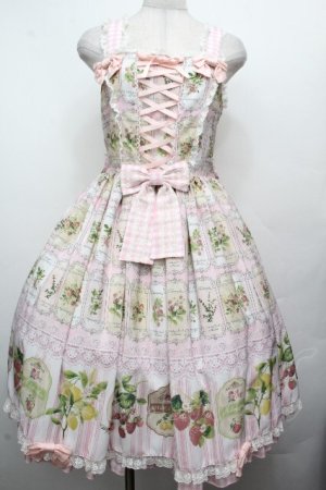 画像: metamorphose / vintage fruitバッスルジャンパースカート 1 ピンク S-26-04-02-035-ME-OP-HR-ZS