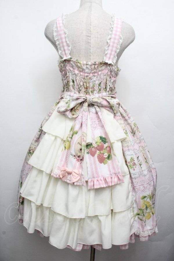 画像2: metamorphose / vintage fruitバッスルジャンパースカート 1 ピンク S-26-04-02-035-ME-OP-HR-ZS (2)