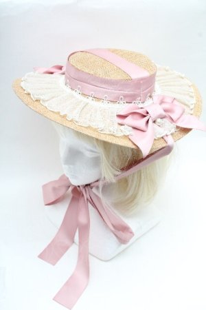 画像: LOLITA / チュールリボンキャノティエ  ベージュｘピンク S-26-04-02-007-LO-AC-HR-ZS