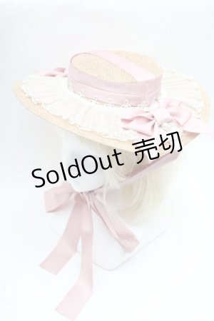 画像: LOLITA / チュールリボンキャノティエ  ベージュｘピンク S-26-04-02-007-LO-AC-HR-ZS