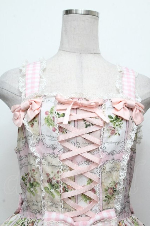 画像4: metamorphose / vintage fruitバッスルジャンパースカート 1 ピンク S-26-04-02-035-ME-OP-HR-ZS (4)