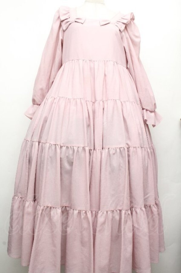 画像1: Maria pipi / リボン&ティアードドレス  ピンク S-26-04-02-036-EL-OP-HR-ZS (1)