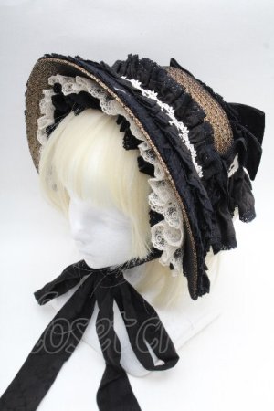 画像: Hoshibako Works / 西洋人形魔法ボンネット  黒ｘベージュ S-26-04-02-008-LO-AC-AS-ZS