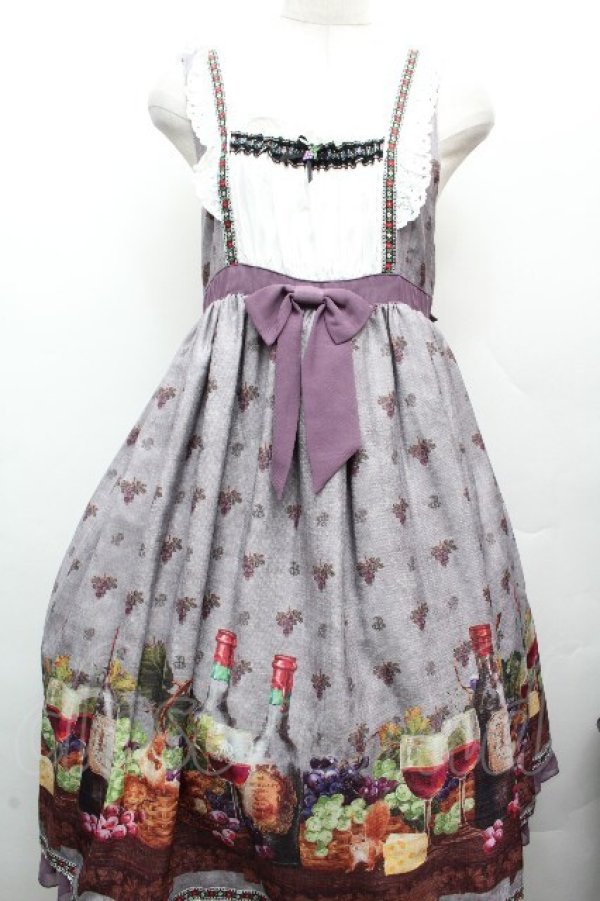 画像1: ALICE and the PIRATES / 秘密の冒険と幸せのワイナリー柄ジャンパースカートII  ラベンダー S-26-04-02-043-PA-OP-HR-ZS (1)