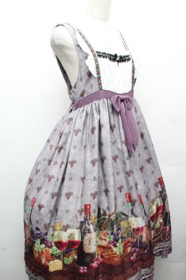 画像3: ALICE and the PIRATES / 秘密の冒険と幸せのワイナリー柄ジャンパースカートII  ラベンダー S-26-04-02-043-PA-OP-HR-ZS (3)