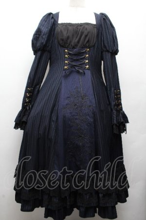 画像: Hoshibako Works / リリィ・リドル ワンピース(スクエアカラー)  ネイビー S-26-04-02-046-LO-OP-HR-ZS