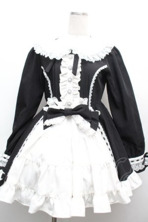 画像: DearMyLove / プリンセスティアードはしごレースフリルワンピース M 黒ｘ白 S-26-04-02-049-0-OP-AS-ZS