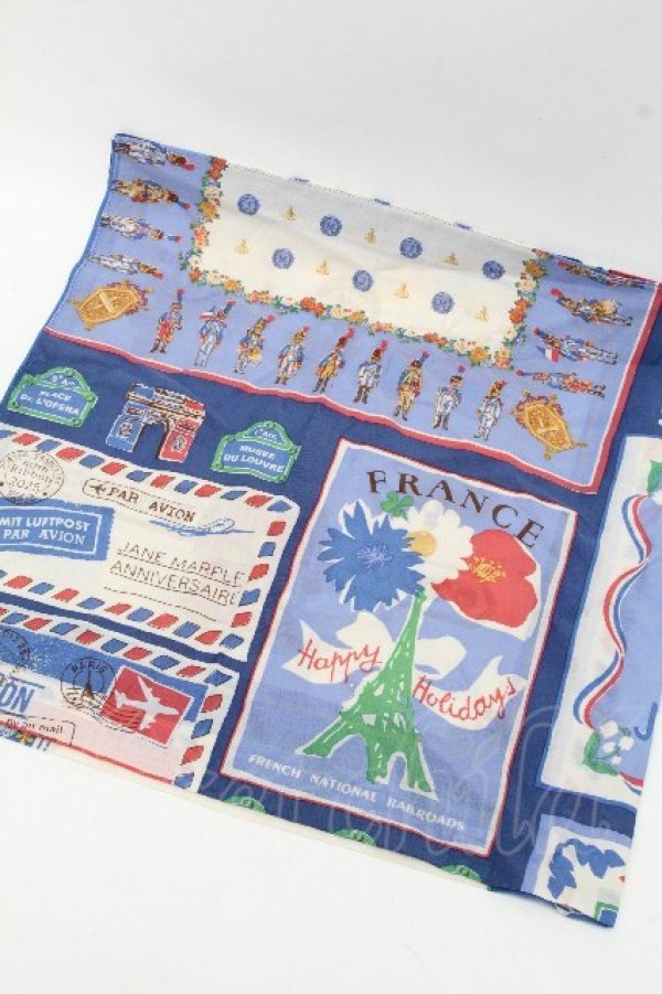 画像2: Jane Marple / Les merveilles de Parisスカーフ  オフｘサックス S-26-04-02-001-JM-BG-AS-ZS (2)