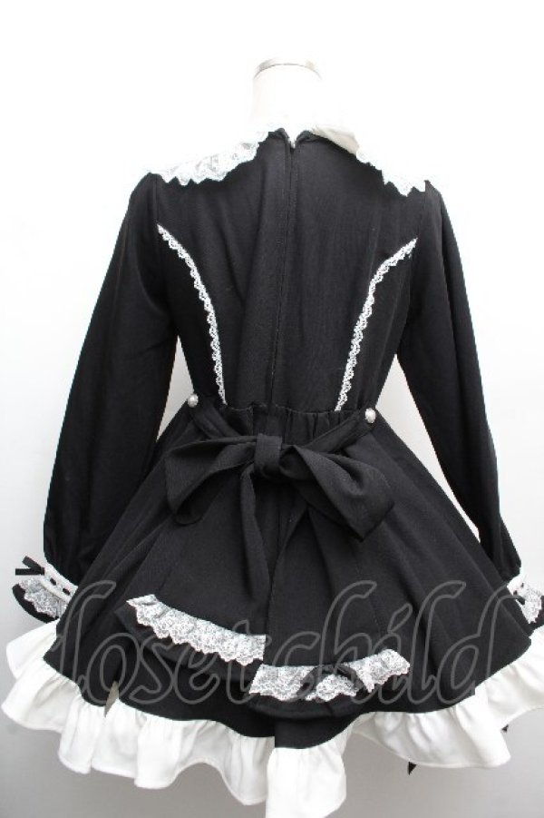 画像2: DearMyLove / プリンセスティアードはしごレースフリルワンピース M 黒ｘ白 S-26-04-02-049-0-OP-AS-ZS (2)